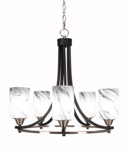 Paramount 5 Light Chandelier In Matte Black & Brushed Nickel (3405-MBBN-3009)