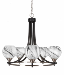 Paramount 5 Light Chandelier In Matte Black & Brushed Nickel (3405-MBBN-4109)