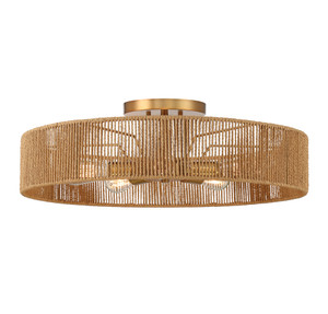 Ashe 5-Light Ceiling Light in Warm Brass and Rope (6-1682-5-320)
