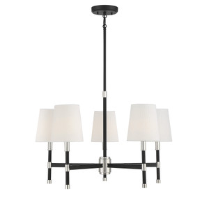 Brody 5-Light Chandelier in Matte Black with Polished Nickel Accents (1-1630-5-173) Brody 5-Light Chandelier in Matte Black with Polished Nickel Accents (1-1630-5-173)