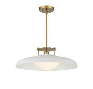 Gavin 1-Light Pendant in White with Warm Brass Accents (7-1690-1-142) Gavin 1-Light Pendant in White with Warm Brass Accents (7-1690-1-142)