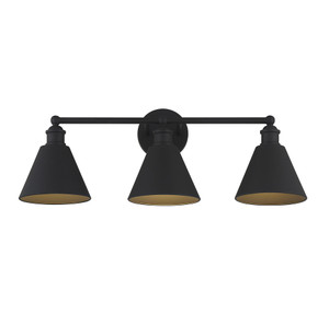3-Light Bathroom Vanity Light in Matte Black (M80064MBK) 3-Light Bathroom Vanity Light in Matte Black (M80064MBK)