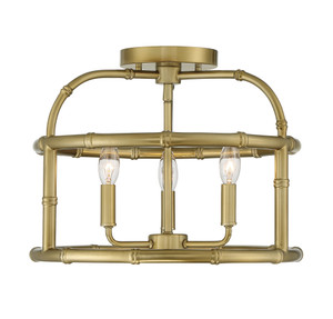 3-Light Ceiling Light in Burnished Brass (M60066BB)