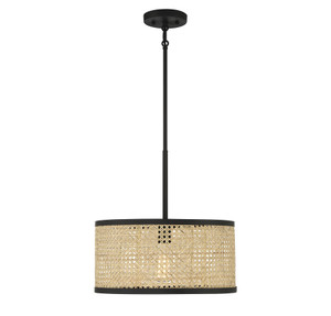 1-Light Pendant in Natural Cane with Matte Black (M7018MBK)