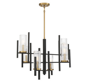 Midland 6-Light Chandelier in Matte Black with Warm Brass Accents (1-1906-6-143)