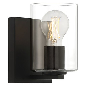 Oslo Matte Black 1 Light LED Wall Light (62580LEDDLP-MBL/CLR)