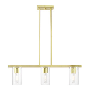 Clarion 3 Light Satin Brass Linear Chandelier (49273-12) Clarion 3 Light Satin Brass Linear Chandelier (49273-12)