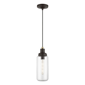 Oakhurst 1 Light Mini Pendant In Bronze With Antique Brass Accent (40614-07) Oakhurst 1 Light Mini Pendant In Bronze With Antique Brass Accent (40614-07)