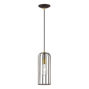 Glenbrook 1 Light Pendant In Bronze With Antique Brass (49713-07)