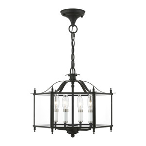 Livingston 4 Light Pendant In Black With Brushed Nickel (4398-04)