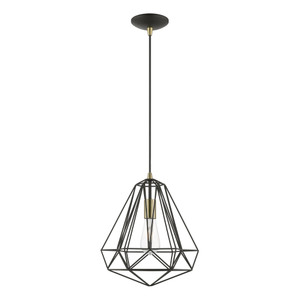Knox 1 Light Pendant In Black With Antique Brass (41324-14) Knox 1 Light Pendant In Black With Antique Brass (41324-14)