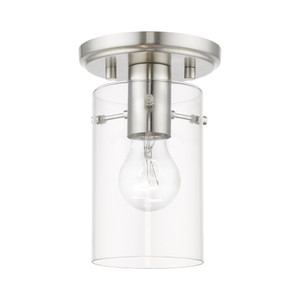 Munich 1 Light Flush Mount In Brushed Nickel (46150-91) Munich 1 Light Flush Mount In Brushed Nickel (46150-91)
