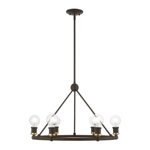 Lansdale 6 Light Chandelier In Bronze With Antique Brass (47166-07) Lansdale 6 Light Chandelier In Bronze With Antique Brass (47166-07)