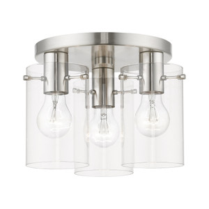 Munich 3 Light Flush Mount In Brushed Nickel (46154-91) Munich 3 Light Flush Mount In Brushed Nickel (46154-91)