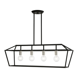 Devone 4 Light Linear Chandelier In Black With Brushed Nickel (49437-04)