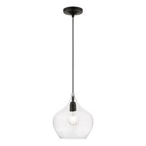 Aldrich 1 Light Pendant In Black With Brushed Nickel Accent (49093-04)