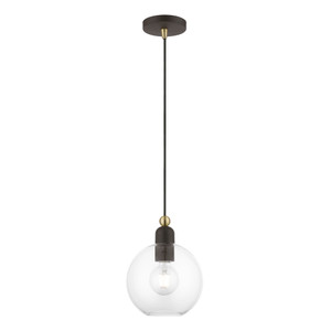 Downtown 1 Light Pendant In Bronze With Antique Brass (48972-07)