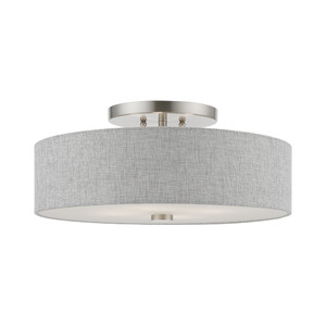 Dakota 4 Light Semi-Flush In Brushed Nickel With Shiny White (46744-91) Dakota 4 Light Semi-Flush In Brushed Nickel With Shiny White (46744-91)