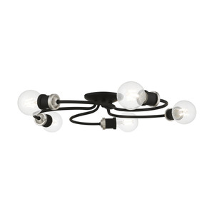 Bromley 5 Light Flush Mount In Black With Brushed Nickel (46385-04) Bromley 5 Light Flush Mount In Black With Brushed Nickel (46385-04)