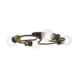 Bromley 4 Light Flush Mount In Bronze With Antique Brass (46384-07) Bromley 4 Light Flush Mount In Bronze With Antique Brass (46384-07)