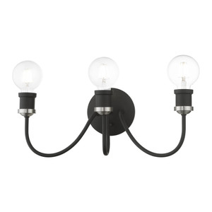 Lansdale 3 Light Vanity In Black With Brushed Nickel Accent (16573-04) Lansdale 3 Light Vanity In Black With Brushed Nickel Accent (16573-04)