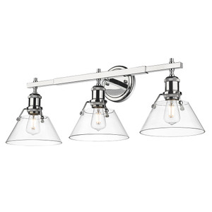 Orwell 3-Light Vanity Light in Chrome with Clear Glass (3306-BA3 CH-CLR)