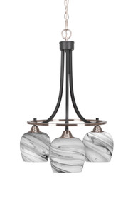 Paramount 3 Light Chandelier In Matte Black & Brushed Nickel (3413-MBBN-4819)
