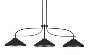 Monterey 3 Light Island In Matte Black & Wood-look Metal (2936-MBWG-424-MB)