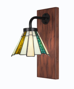 Oxbridge 1 Light Sconce In Matte Black & Wood-look Metal (1771-MBWG-9335)