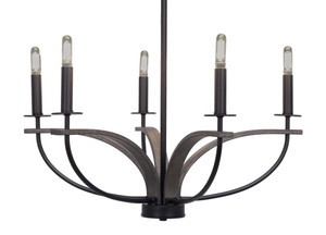 Monterey 5 Light Chandelier In Matte Black & Wood-look Metal (2905-MBDW)