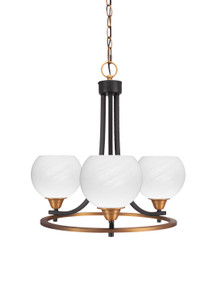 Paramount 3 Light Chandelier In Matte Black & Brass (3403-MBBR-4101)