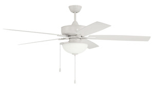 Outdoor Super Pro 211 60" 5-Blade Indoor/Outdoor (Wet) Ceiling Fan in White w/ Painted Nickel Blades; Light Kit Included (optional) (OS211W5)