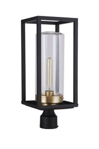 Neo 1 Light Outdoor Post Lantern in Midnight/Satin Brass (ZA4825-MNSB) Neo 1 Light Outdoor Post Lantern in Midnight/Satin Brass (ZA4825-MNSB)