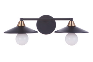 Isaac 2 Light Vanity in Flat Black/Satin Brass (12519FBSB2)