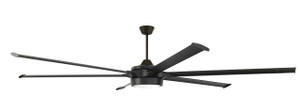 Prost 102" 6-Blade Indoor/Outdoor (Damp) Ceiling Fan in Flat Black w/ Flat Black Blades; Light Kit Included (optional) (PRT102FB6)
