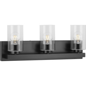 Goodwin Collection Three-Light Matte Black Modern Vanity Light with Clear Glass (P300388-31M) Goodwin Collection Three-Light Matte Black Modern Vanity Light with Clear Glass (P300388-31M)