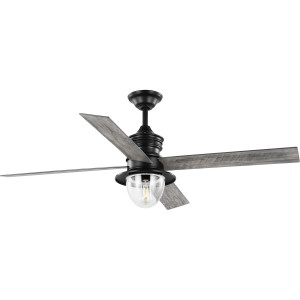 Gillen 56" 4-Blade LED Indoor/Outdoor Matte Black Vintage Electric Ceiling Fan with Light Kit and Clear Glass Shade (P250075-31M-WB) Gillen 56" 4-Blade LED Indoor/Outdoor Matte Black Vintage Electric Ceiling Fan with Light Kit and Clear Glass Shade (P250075-31M-WB)