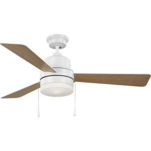 Trevina V 52" 3-Blade Indoor Satin White ENERGY STAR Modern Ceiling Fan with Light Kit and White Opal Shade (P250076-028-WB)