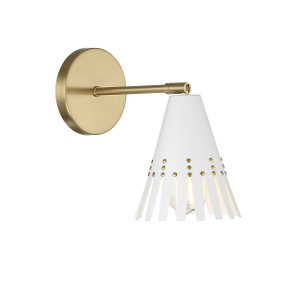 1-Light Adjustable Wall Sconce in White with Natural Brass (M90103WHNB) 1-Light Adjustable Wall Sconce in White with Natural Brass (M90103WHNB)