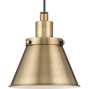 Hinton Collection One-Light Vintage Brass Modern Farmhouse Pendant (P500383-163)