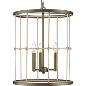 Lattimore Collection Three-Light Aged Brass Hall & Foyer Light (P500418-161)