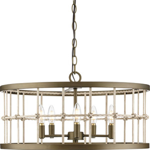 Lattimore Collection Five-Light Aged Brass Coastal Chandelier (P400320-161) Lattimore Collection Five-Light Aged Brass Coastal Chandelier (P400320-161)