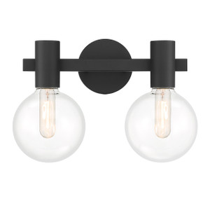 Wright 2-Light Bathroom Vanity Light in Matte Black (8-3076-2-BK)
