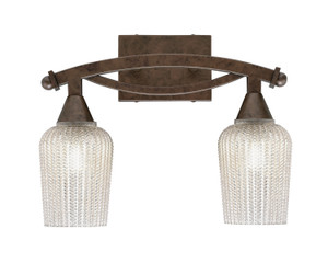 Bow 2 Light Bath Bar Shown In Bronze Finish With 5" Silver Textured Glass (172-BRZ-4253)