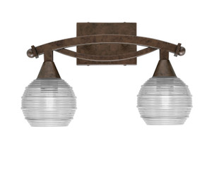 Bow 2 Light Bath Bar Shown In Bronze Finish With 6" Clear Ribbed Glass (172-BRZ-5110)