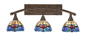 Bow 3 Light Bath Bar Shown In Bronze Finish With 7" Sierra Art Glass (173-BRZ-9355)