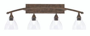 Bow 4 Light Bath Bar Shown In Bronze Finish With 6.25" Clear Bubble Glass (174-BRZ-4760)