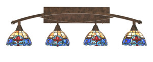 Bow 4 Light Bath Bar Shown In Bronze Finish With 7" Sierra Art Glass  (174-BRZ-9355)