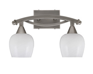 Bow 2 Light Bath Bar Shown In Brushed Nickel Finish With 6" White Marble Glass (172-BN-4811)