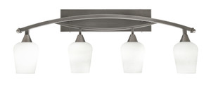 Bow 4 Light Bath Bar Shown In Brushed Nickel Finish With 5" White Muslin Glass (174-BN-211)